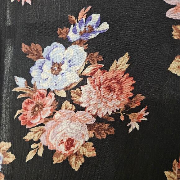 Forever 21+ Black Pink Floral Romper 3/4 Bell Sleeve Key Hole Back Plus Size 2x - Picture 9 of 12